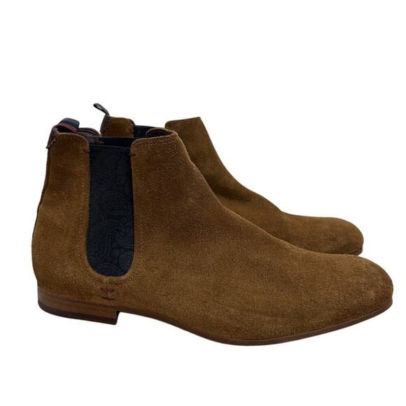 Ted Baker London Men's Saldor Brown Suede Chelsea Ankle Boots 10 Pull On Preppy - Picture 1 of 10